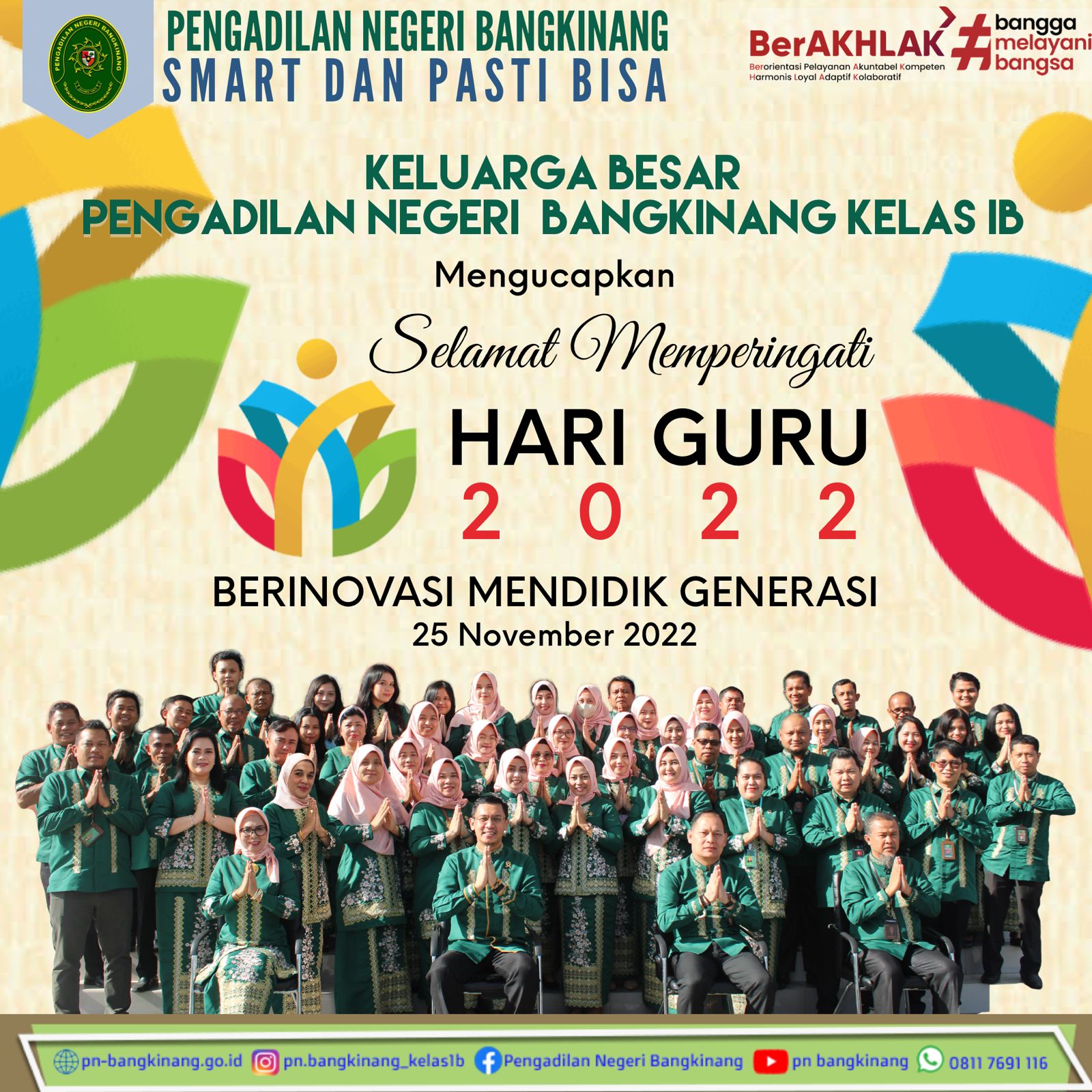Keluarga Besar PN Bangkinang Mengucapkan Selamat Hari Guru Nasional Tahun 2022